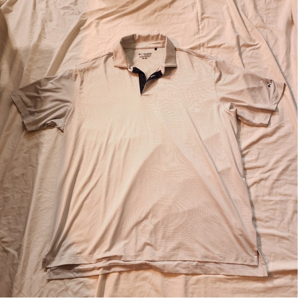 Columbia Golf Polo Shirt Striped‎ Moisture Wicking Athletic 2XL